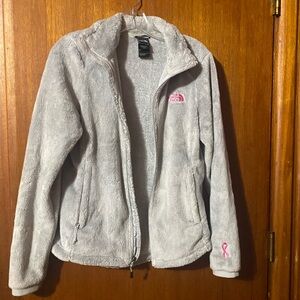 The North Face Gray Fleece Jacket with Pink Logo